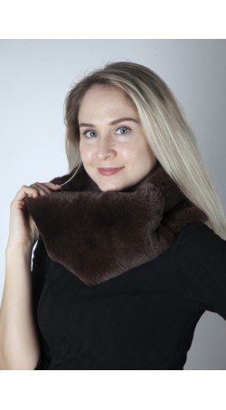 Dark brown rex fur neck warmer